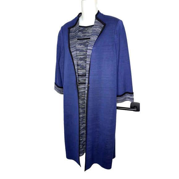 MISOOK 2-Piece Dress +‎ Long Jacket Set Outfit Separates Blue Black sz M - Picture 2 of 10